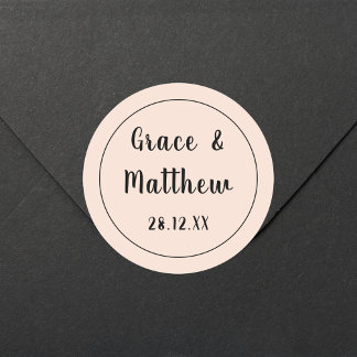 Classic Elegant Blush Pink Wedding Minimalist Classic Round Sticker