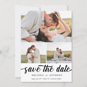 Classic Elegant Bold Script Photo Collage Save The Date