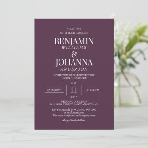 Classic Elegant Bordeaux Colour Wine Wedding Invitation
