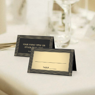 Classic Elegant Border Black and Gold Escort / Place Card
