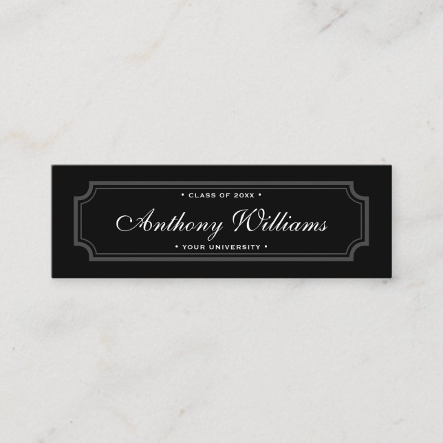 Classic elegant border black graduation name card (Front)
