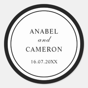 Classic Elegant Border Frame Wedding Round Sticker