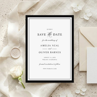 Classic Elegant Border Frame Wedding Save the Date Invitation