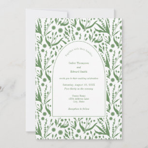 Classic Elegant Botanicals in Sage Green Wedding Invitation