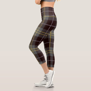 Classic Elegant Brown Plaid  Capri Leggings