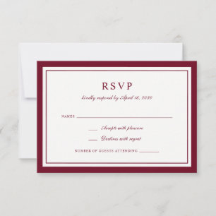 Classic Elegant Burgundy Frame Wedding RSVP Invitation
