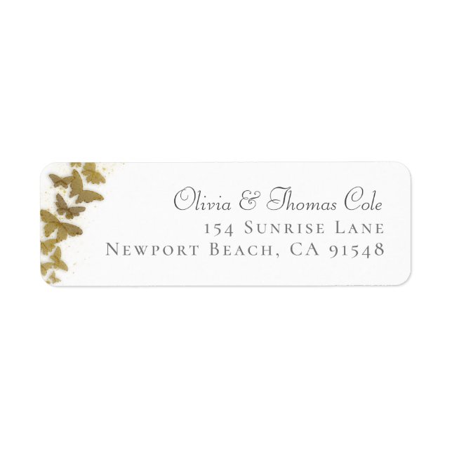 Classic Elegant Butterflies Wedding Return Address (Front)
