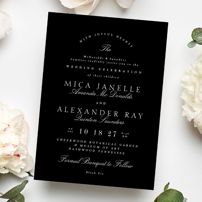 Classic Elegant Calligraphy Black & White Wedding Invitation (Creator Uploaded)