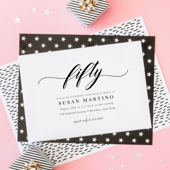Classic Elegant Calligraphy Script 50th Birthday Invitation (Creator Uploaded)