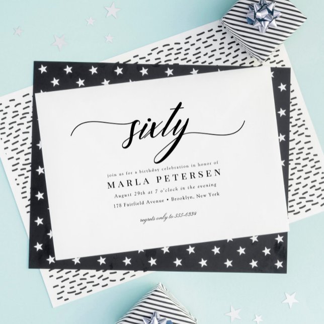 Classic Elegant Calligraphy Script 60th Birthday Invitation (Creator Uploaded)