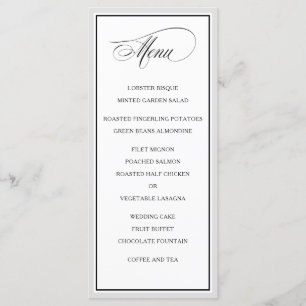 Classic Elegant Calligraphy Script Wedding Menu