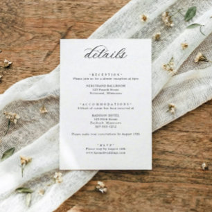 Classic Elegant Calligraphy Wedding Details Enclosure Card