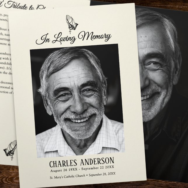 Classic Elegant Catholic Rosary Funeral/Memorial Tri-Fold Programme (Creator Uploaded)