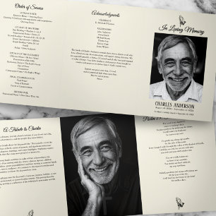 Classic Elegant Catholic Rosary Funeral/Memorial Tri-Fold Programme