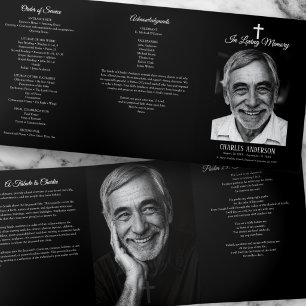 Classic Elegant Catholic Rosary Funeral/Memorial Tri-Fold Programme