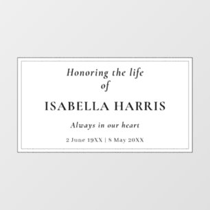 Classic Elegant Celebration of Life Design Window Cling