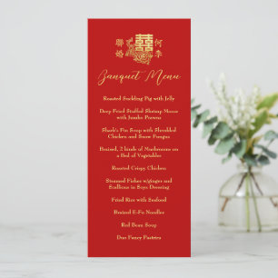 Classic elegant Chinese wedding banquet floral red Menu