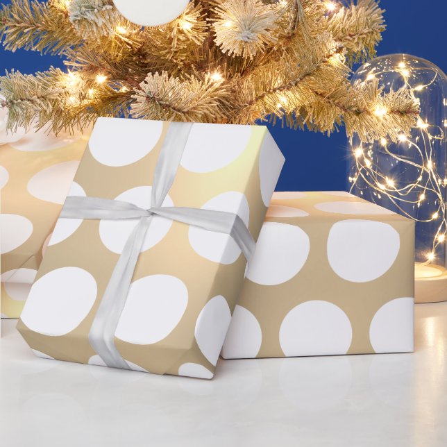 Classic Elegant Christmas Gold White Polka Dots Wrapping Paper (Holidays)