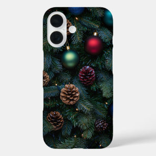 Classic Elegant Christmas Tree Ornaments iPhone 16 Case