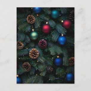 Classic Elegant Christmas Tree Ornaments Holiday Postcard