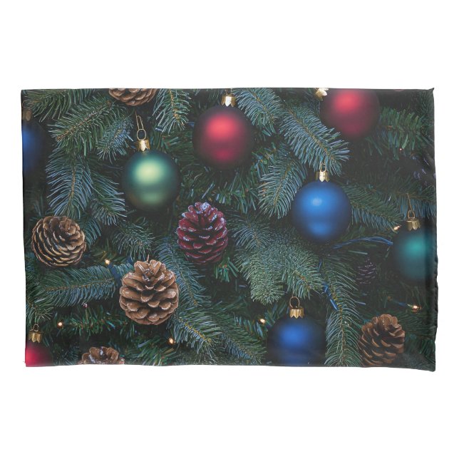 Classic Elegant Christmas Tree Ornaments Pillowcase (Front)