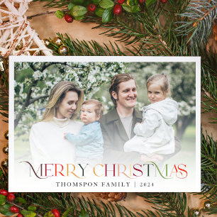 Classic Elegant Colourful Merry Christmas Photo Holiday Card