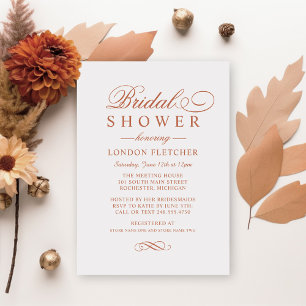 Classic Elegant Copper Wedding Bridal Shower Invitation