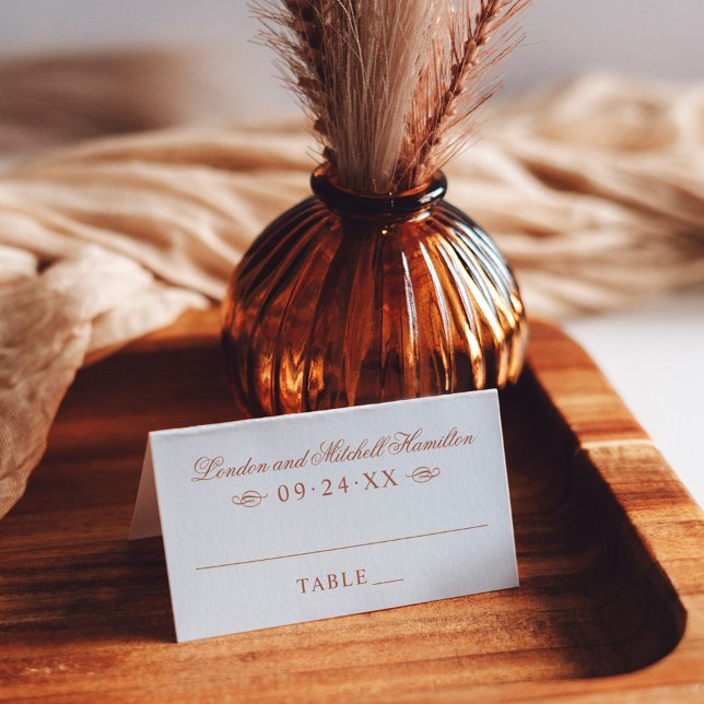 Classic Elegant Copper Wedding Monogram Place Card (Creator Uploaded)