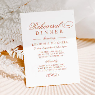 Classic Elegant Copper Wedding Rehearsal Dinner Invitation