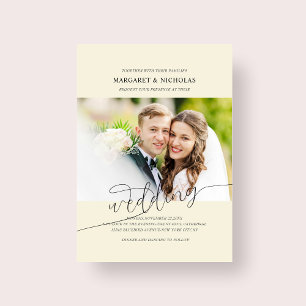 classic elegant couple photo wedding invitation