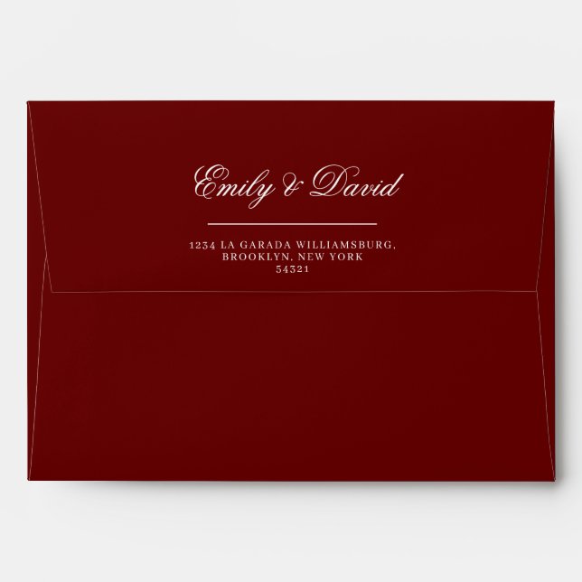 Classic Elegant Crimson Red Minimal  Envelope (Back (Top Flap))
