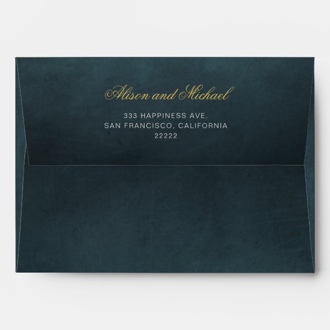 Classic Elegant Custom Gold Script Wedding Invite Envelope (Back (Top Flap))