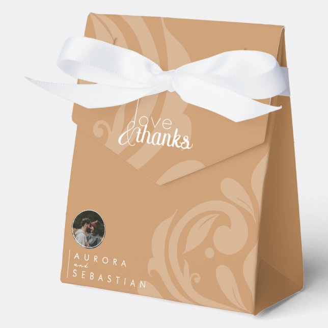 Classic Elegant Damask Ochre Wedding Favour Box (Front)