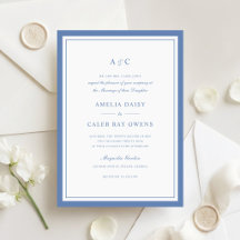 Classic Elegant Dusty Blue Border Frame Wedding