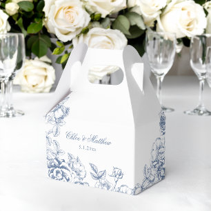 Classic Elegant Dusty Blue Floral Wedding Favour Box
