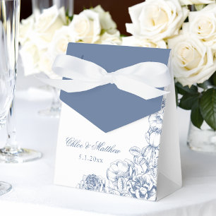 Classic Elegant Dusty Blue Floral Wedding Favour Box