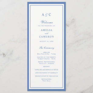 Classic Elegant Dusty Blue Frame Wedding Program Programme