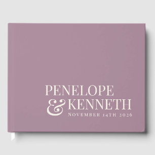 Classic Elegant Dusty Purple Custom Wedding Names Guest Book