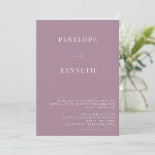 Classic Elegant Dusty Purple Script Wedding Invitation