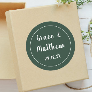 Classic Elegant Emerald Green Wedding Favour Round Sticker