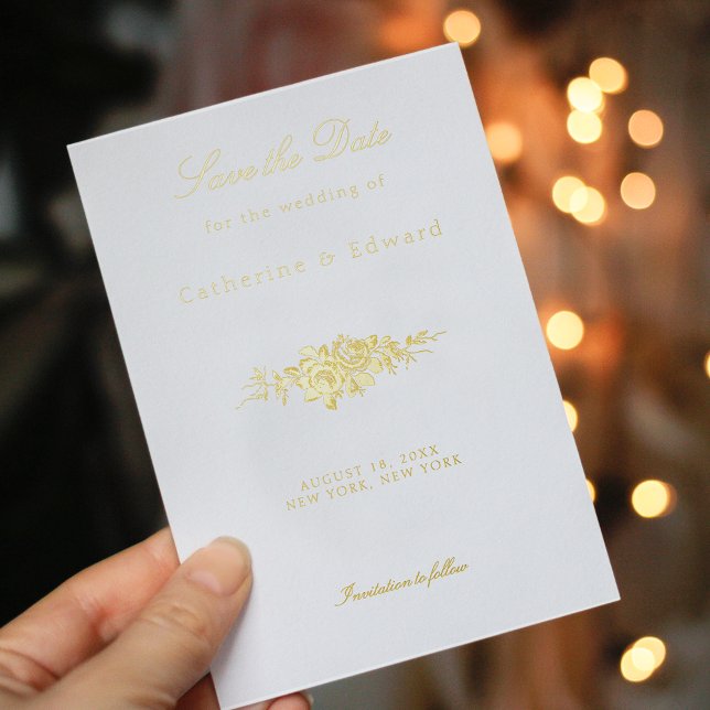 Classic Elegant Engraved Floral Save the Date (Creator Uploaded)