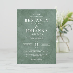Classic Elegant Eucalyptus Green Wedding Invitation