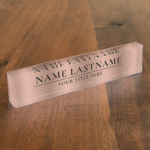 Classic Elegant Faux Rose Gold Blush Pink Nameplate
