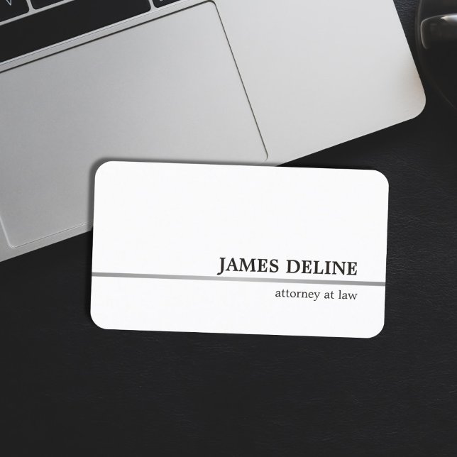 Classic Elegant Faux Silver Line Attorney at law Business Card (Creator Uploaded)