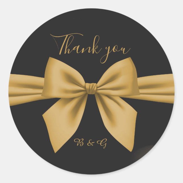 classic elegant filigree  black golden wedding classic round sticker (Front)