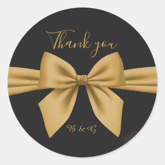 classic elegant filigree  black golden wedding classic round sticker