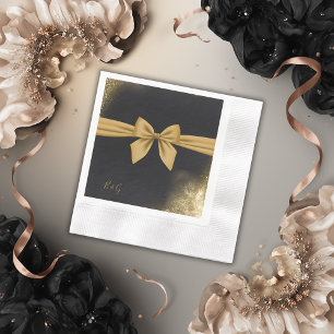 classic elegant filigree  black golden wedding napkin