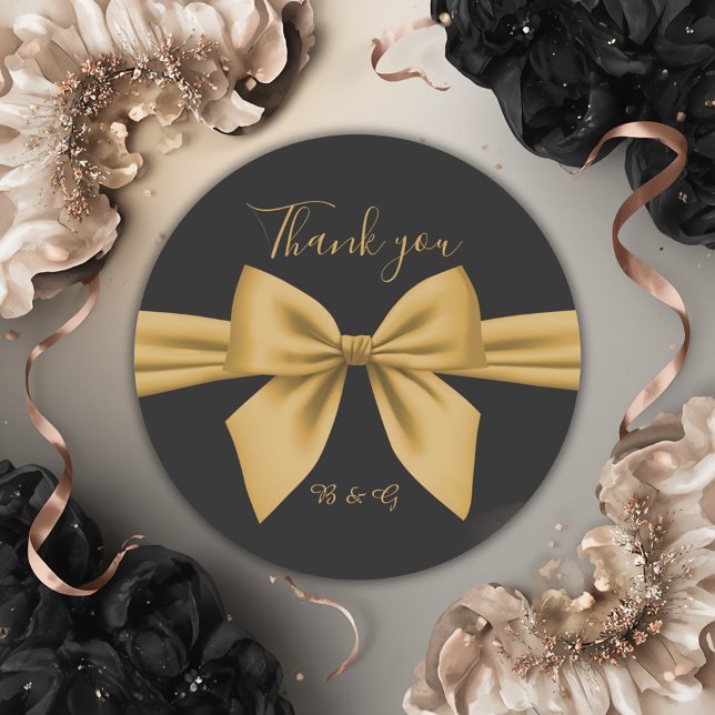 classic elegant filigree  black golden wedding round sticker (Creator Uploaded)