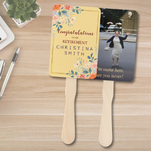 Classic Elegant Floral Watercolor Retirement Party Hand Fan