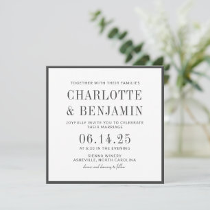 Classic Elegant Formal Black Border Frame Wedding Invitation